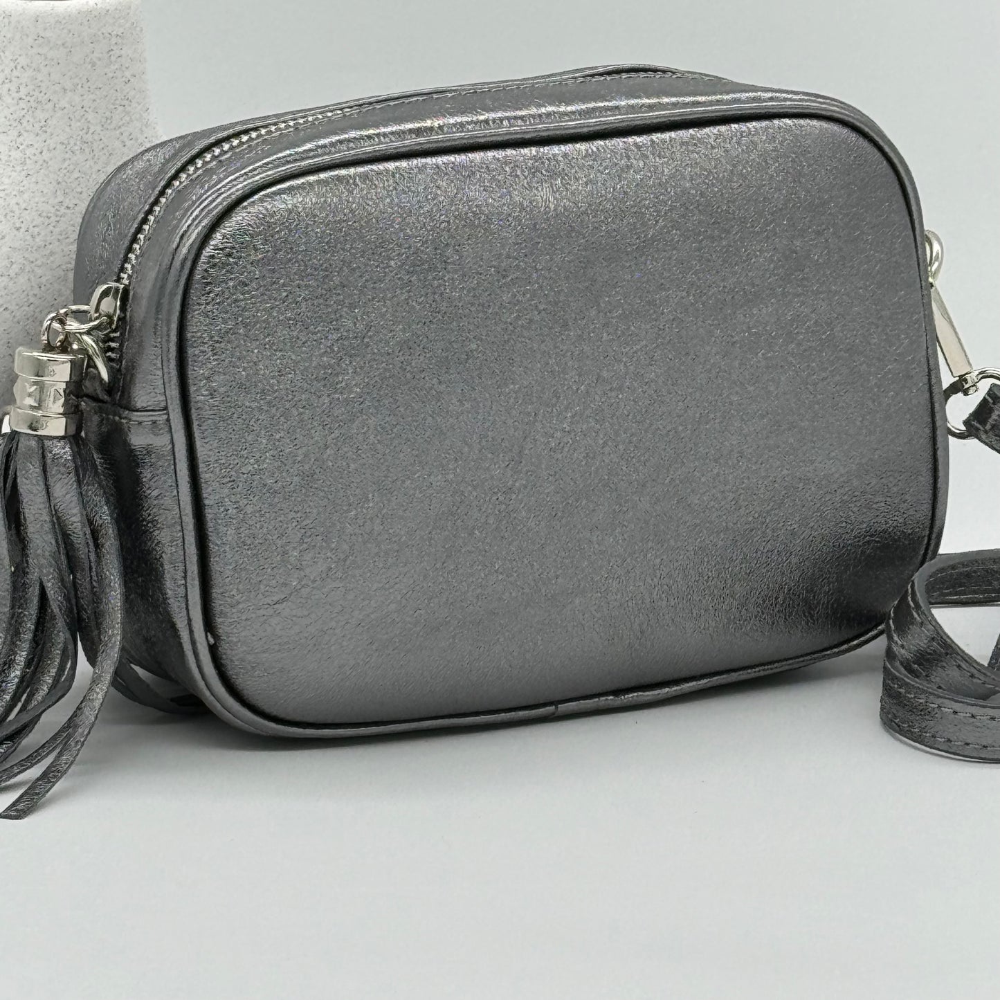 Metallic Leather Crossbody Bag