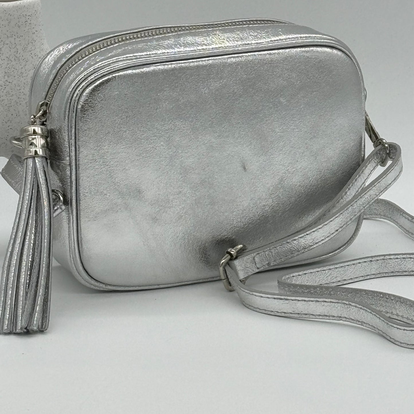 Metallic Leather Crossbody Bag