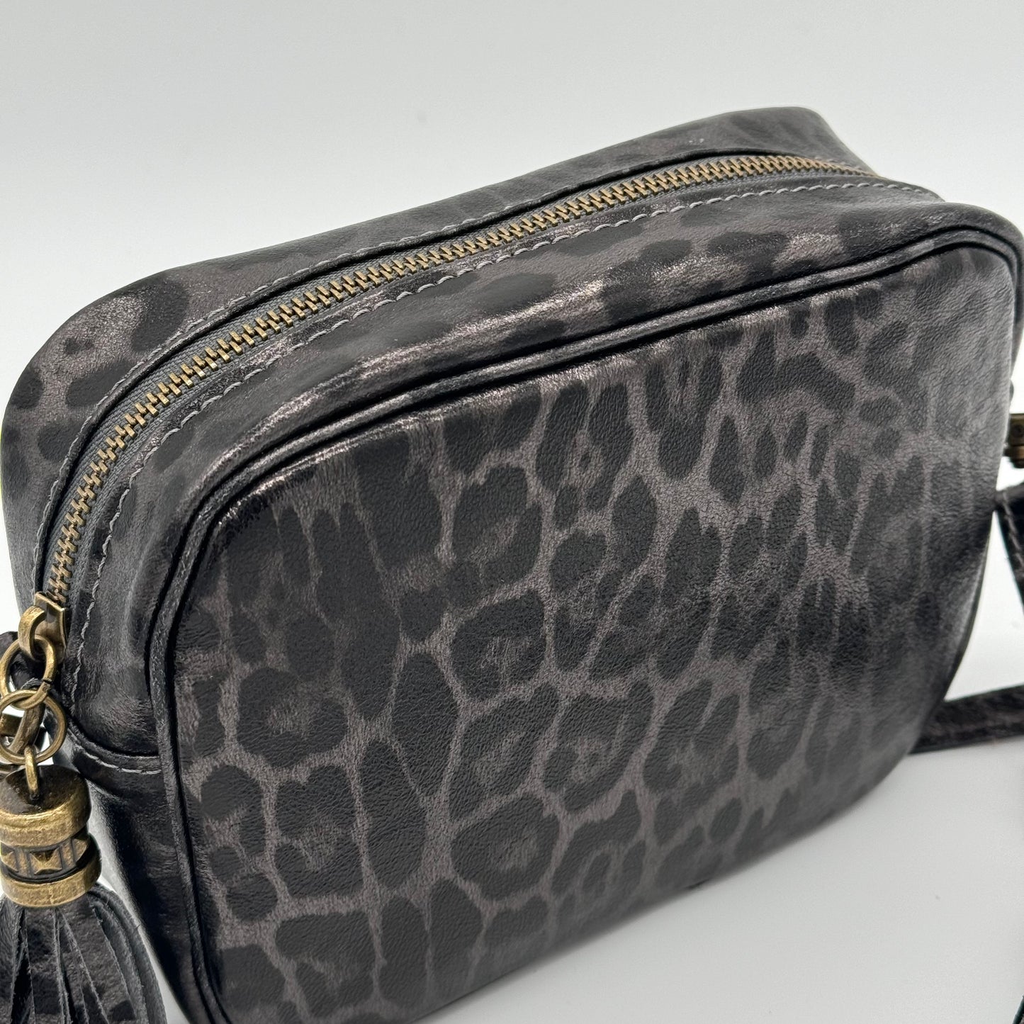 Metallic Leopard Print Leather Bag