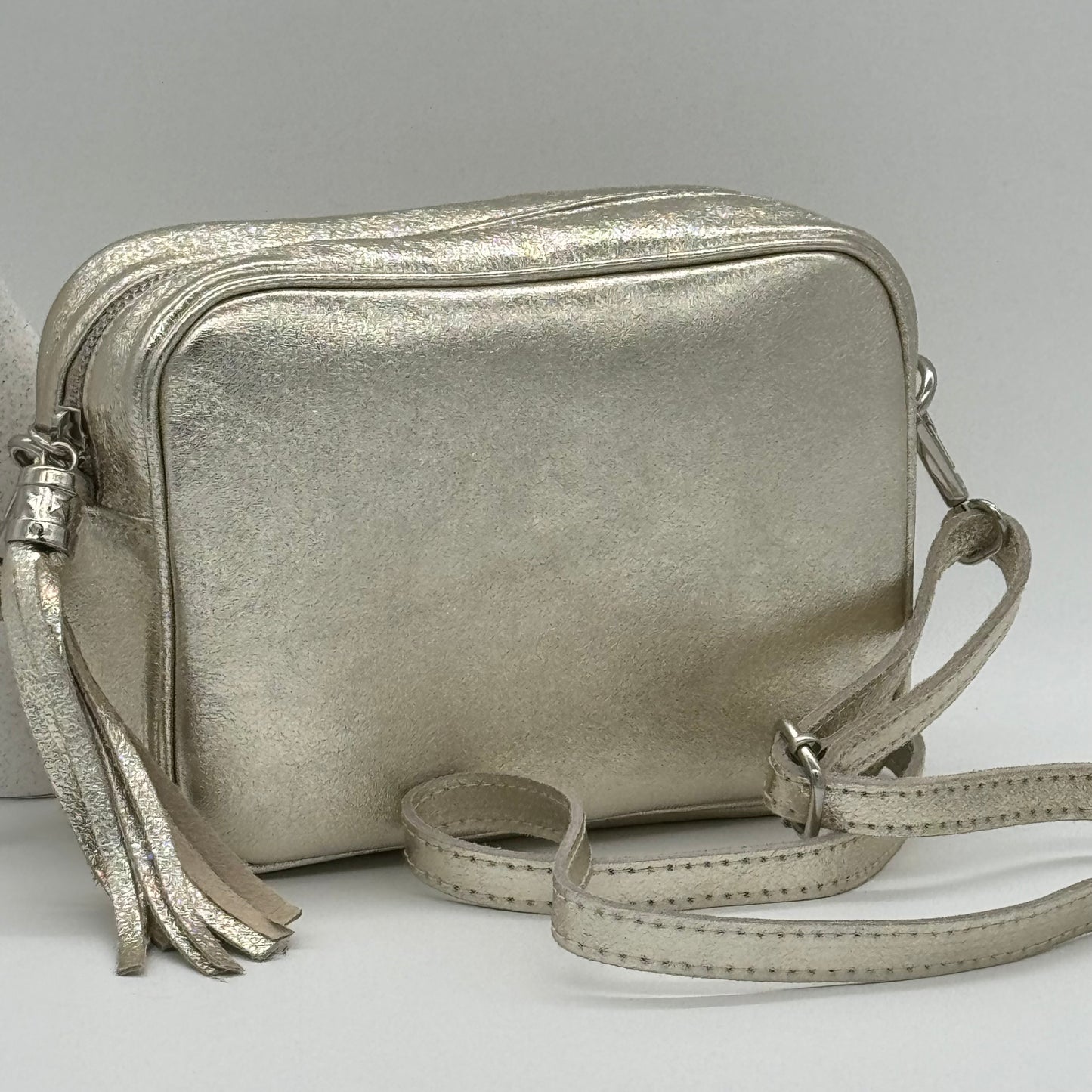 Metallic Leather Crossbody Bag