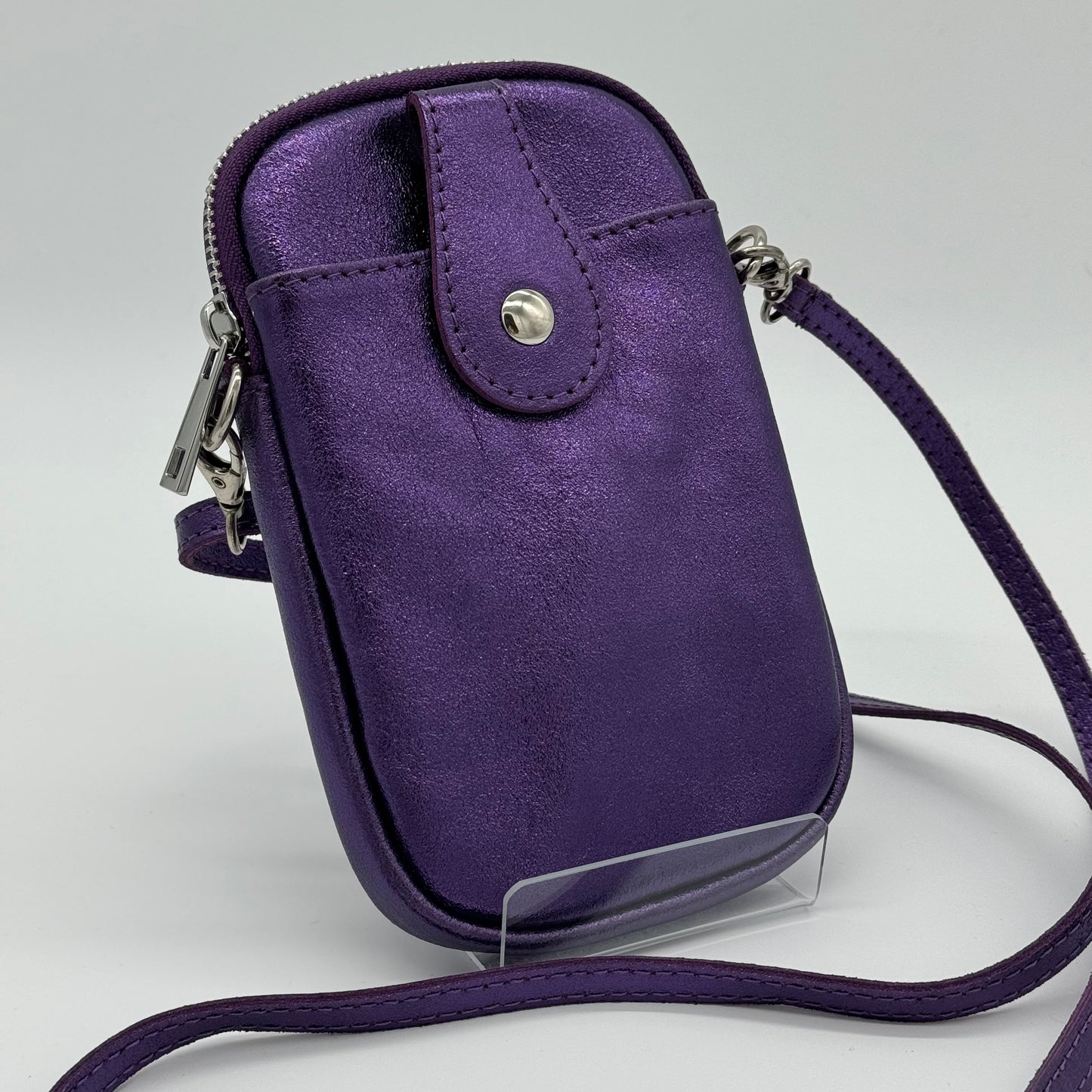 Metallic Leather Phone Bag Purse