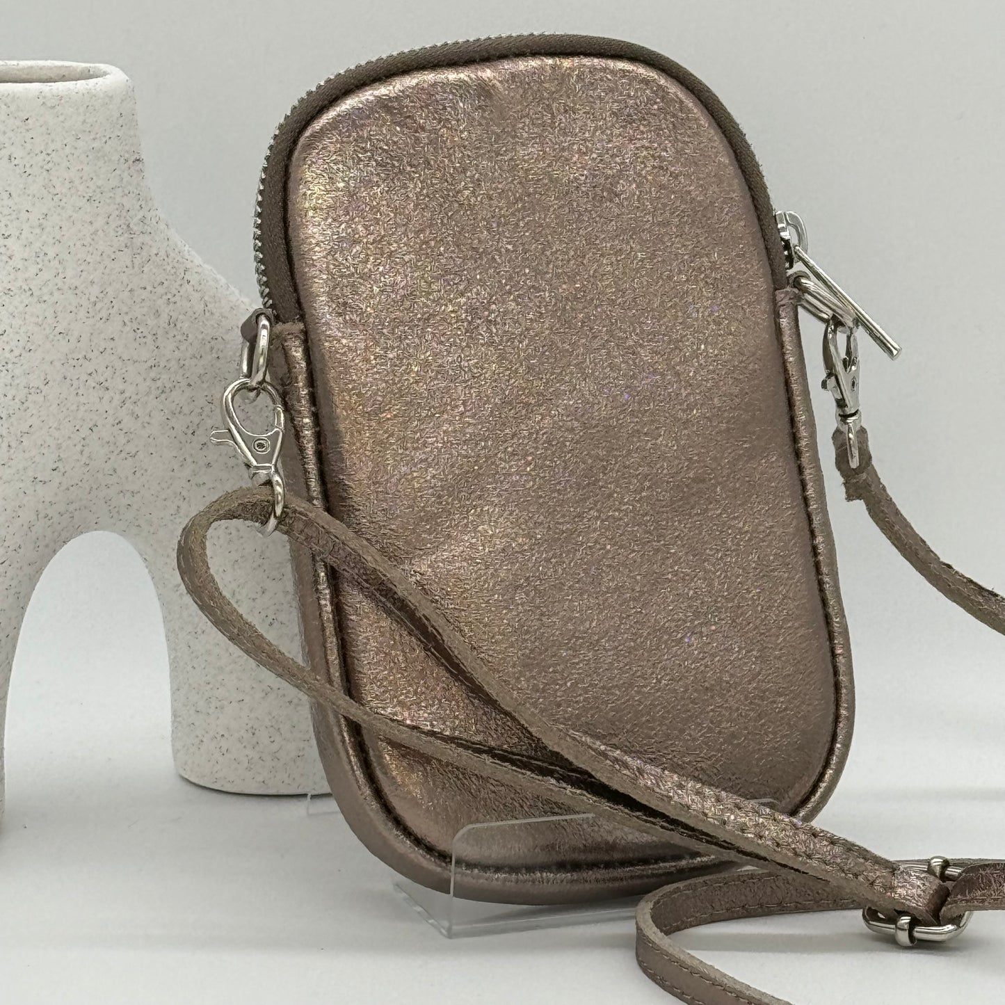 Metallic Leather Phone Bag Purse