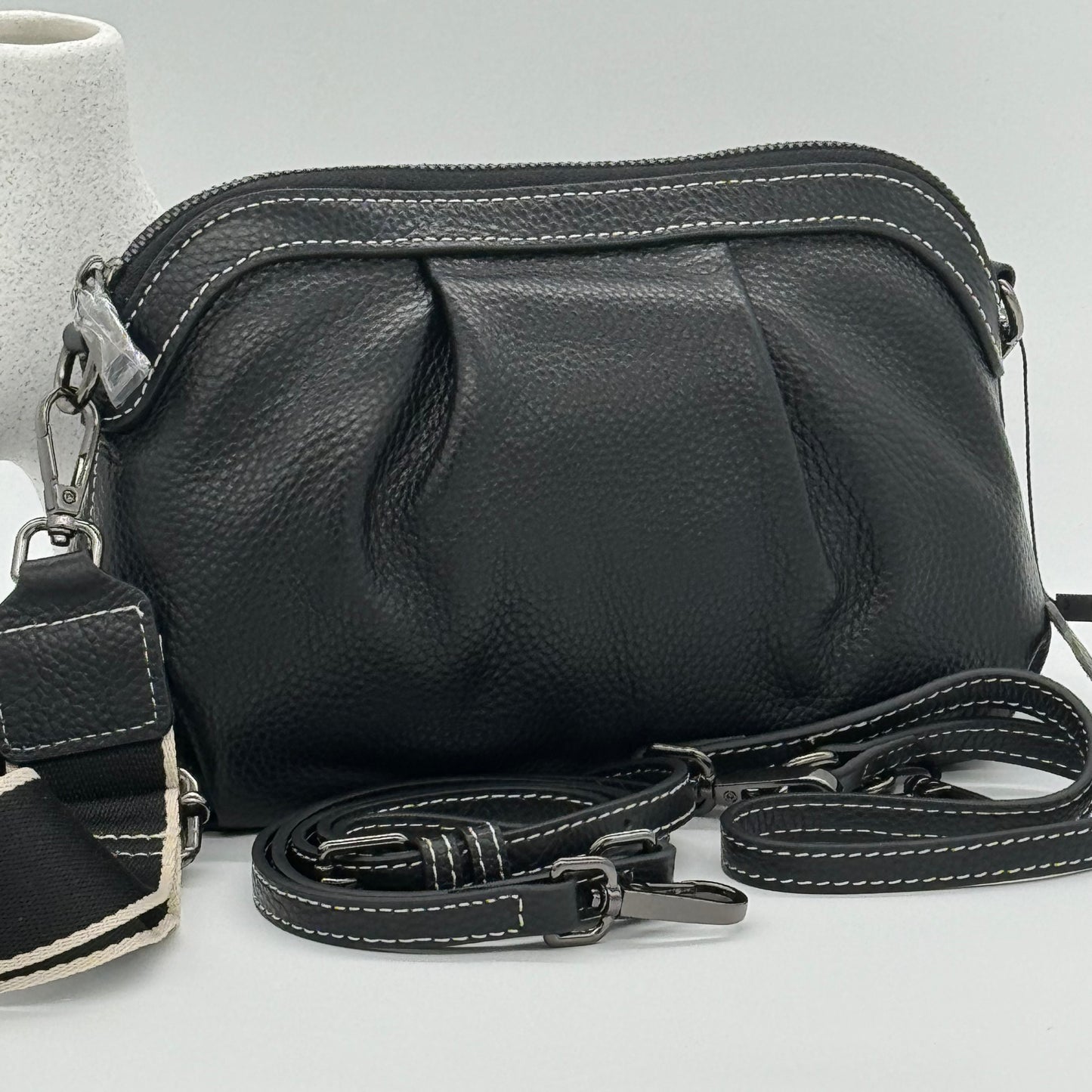 Leather Crossbody Grab Bag