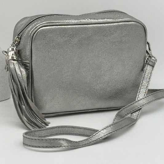 Metallic Leather Crossbody Bag